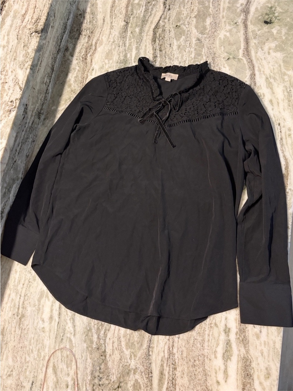 LOFT Outlet Black Lace Long Sleeve Top Size Large